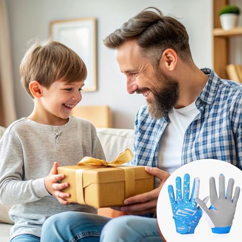 Youth Baseball Batting Gloves, Super Grip Kids Teeball & Softball Gloves for Boys & Girls - color: Blue/White, size: Youth XS/S(5.5in-6in)