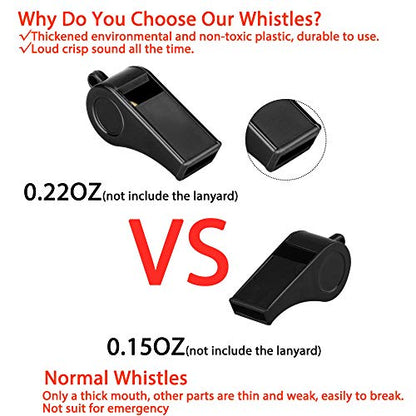 Whistle, 2 Packs Plastic Sports Whistles with Lanyard, Loud Crisp Sound Whistle Ideal for Coaches, Referees, and Officials - color: Black