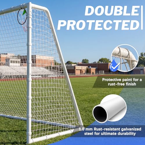 8x6, 12x6, 16x7 FT Soccer Goal for Backyard, Metal Soccer Goals with PE Soccer Net, Target Net & Training Cones, Rust-Proof Reinforced Frame, Outdoor Soccer Net for Kids, Youth Training or Team Game - size: 16x7 ft