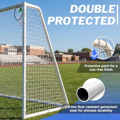 8x6, 12x6, 16x7 FT Soccer Goal for Backyard, Metal Soccer Goals with PE Soccer Net, Target Net & Training Cones, Rust-Proof Reinforced Frame, Outdoor Soccer Net for Kids, Youth Training or Team Game - size: 16x7 ft