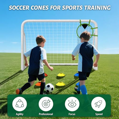 NAIZEA Soccer Goals - 24x8/21x7/18x7/12x6/16x7/10x6/8x6/6x4FT Soccer Goals for Backyard Training- Portable Metal Soccer Net for Youth & Adults - Heavy Duty Steel for Indoor Outdoor Games & Practice - size: 6ft x 4ft, style: Trainer-White/Steel