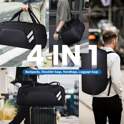 WOLFILIST Men's 58L Large Gym Duffel Bag, Oversized Sports Duffle Bag with Shoe Compartment, Water Resistant Travel Weekender Bag for Gym, Travel, Camping