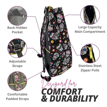 Womens Tennis Backpack - Taboo Fashions Ladies Tennis Bag Holds Two Racquets, Padded Straps and Side Carry Handle - color: Black, White, Gold, Pink, Various