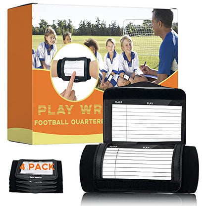 Youth Adult Football Wristbands, Quarterback Playbook Wristband with 3 Compartments, Wrist Coach for Football, Baseball, Softball, All Sports - style: Youth-4 PACK
