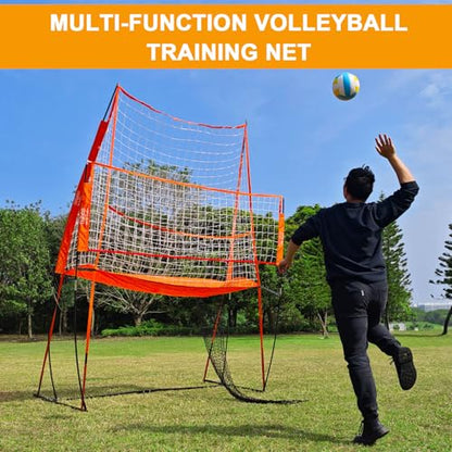 Volleyball Training Net System|Adjustable Volleyball Practice Net Station with Wheeled Carry Bag,2 Volleyballs |Great for Hitting,Serving,Dunking Drills,Easy Assembly