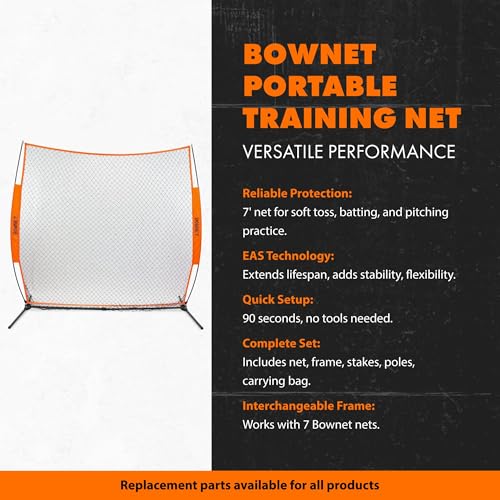 Bownet Big Mouth Replacement Net – Heavy Duty Baseball & Softball Practice Net, Fits Original Frame, Batting & Pitching Training Net - color: Multicoulered, size: 7' x 7'