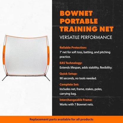 Bownet Big Mouth Replacement Net – Heavy Duty Baseball & Softball Practice Net, Fits Original Frame, Batting & Pitching Training Net - color: Multicoulered, size: 7' x 7'