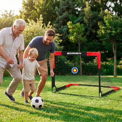 Kid Soccer Goal and Soccer Ball Targets Set - 6x4 / 4X3 ft Backyard & Indoor Soccer Goal, Portable Pop Up Soccer Net with Soccer Targets, Cones, Soccer Training Equipment for Ages 3-16 Year Gift - color: 2. Black Red