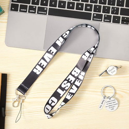 Coach Whistle with Lanyard - Stainless Steel Whistle & Keychain Christmas Gift for Soccer, Football, Basketball, Volleyball, Hockey Coach & Gym Teachers - Men Women Officials