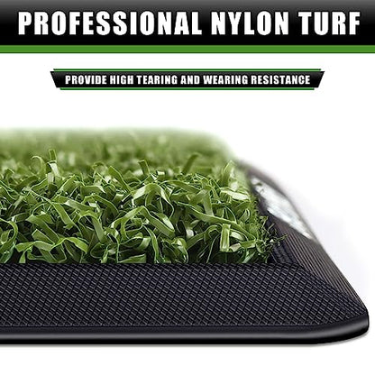 CHAMPKEY Premium Synthetic Turf Golf Hitting Mat | Heavy Duty Rubber Base Golf Practice Mat | Come with 1 Rubber Tee and 9 Plastic Tees