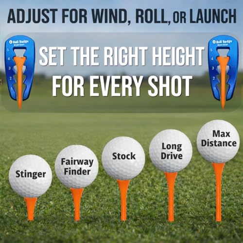 Adjustable Golf Tee Height Tool (5-Level Precision) – Universal Fit for Wooden & Plastic Tees, Consistent Tee Height Setter for Drivers, Fairway Woods & Irons, Durable Aluminum Golf Swing Training Aid - color: Blue