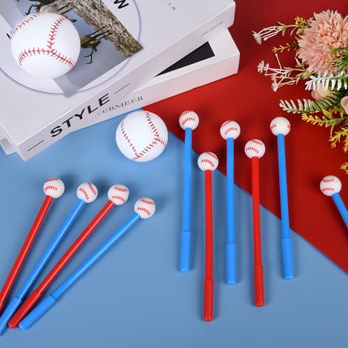 LiYiQ 100 Pcs Baseball Party Favor Cartoon Cute Fun Pens for Kids Kawaii Baseball Shape Gel Black Ink Pen Cute Baseball Pens for School Office Home Student Kids Present