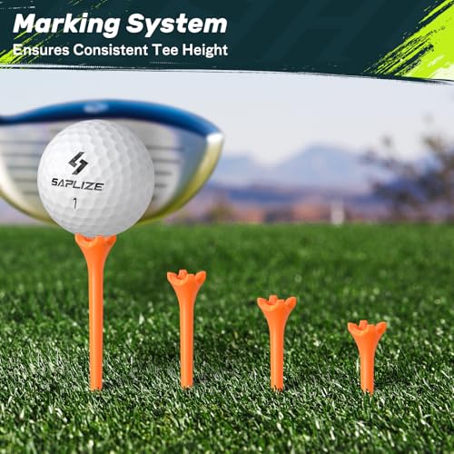 SAPLIZE Upgraded 4-Prong Golf Tees Plastic, 50/100/120/200 Pack (1-1/2", 2-3/4'', 3-1/4"), Engineered to Reduce Friction & Side Spin, Unique Golf Gifts for Golfers - color: Mixed (100pcs, 3-1/4")