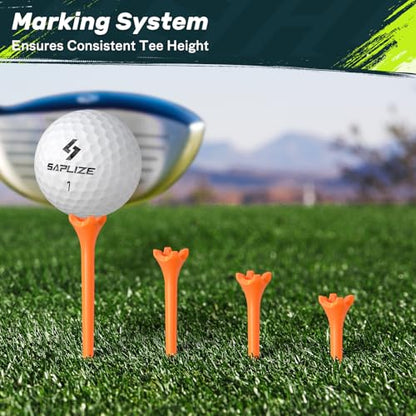 SAPLIZE Upgraded 4-Prong Golf Tees Plastic, 50/100/120/200 Pack (1-1/2", 2-3/4'', 3-1/4"), Engineered to Reduce Friction & Side Spin, Unique Golf Gifts for Golfers - color: Mixed (100pcs, 3-1/4")