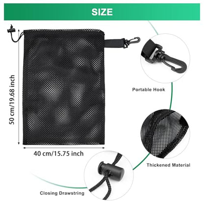 10 PCS With Clips Mesh Drawstring Bags, Portable Nylon Storage Bags for toy,Sports Storage,Outdoor activities etc. (15.7x19.7in) - size: 15.7x19.7in