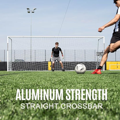 QuickPlay Pro Alu Match60 Portable Aluminum Soccer Goals for Backyard Training - Folding Soccer Goals with 3mm Net for Kids, Teams and Match Play
