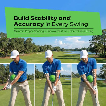 Golf Training Aid Ball - Compression Golf Connection Ball Between Arms - Posture Correction Swing Trainer & Alignment Practice - Helps Train Proper Swing Mechanics & Arm Structure