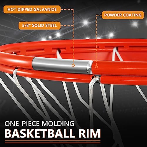 Basketball Rim, Heavy Duty Basketball Rim Replacement - Universal 18 Inch Breakaway Rim and Net,Professional Double-Spring Backboard Rims For In-Ground and Wall-Mounted Basketball Hoops Indoor Outdoor