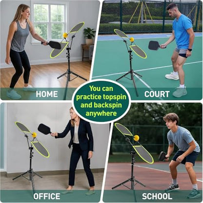 Pickleball Topspin Trainer,Solo Pickleball Practice Equipment,Portable Pickleball Training aids- Master Topspin&Backspin Techniques,Multi-Setting Trainer for Courts,Homes&Beyond