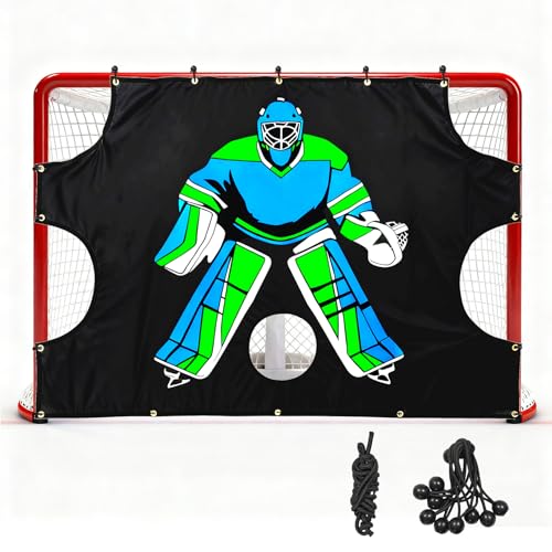 Doublehorse Ice Hockey Training Target - Durable Quick Install PVC Goalie for Shotting Accuracy Skill Development Suit Indoor Outdoor All Weather - for Youth Adults with 5 Hole - 1 Piece