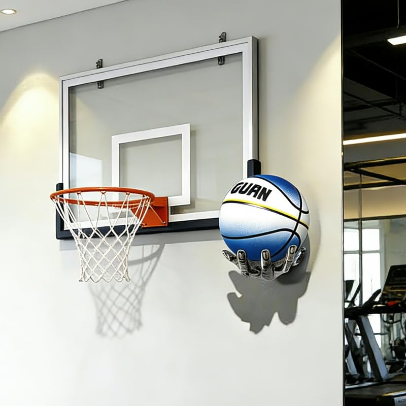 Mechanical Hand Wall Mounted Holder,Punk Style Garage Basketball Rack,Hand-Shaped Ball Storage Rack for Basketball Soccer Punk Steampunk Garage and Game Room Wall Decor