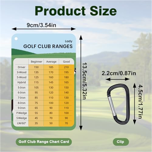 Golf Club Distance Card, 2 Pack Waterproof Golf Yardage Card, Range Chart, Quick Reference Guide with Clip, Golf Accessories for Men and Women Golfers - color: 2PCS Yellow-Lady