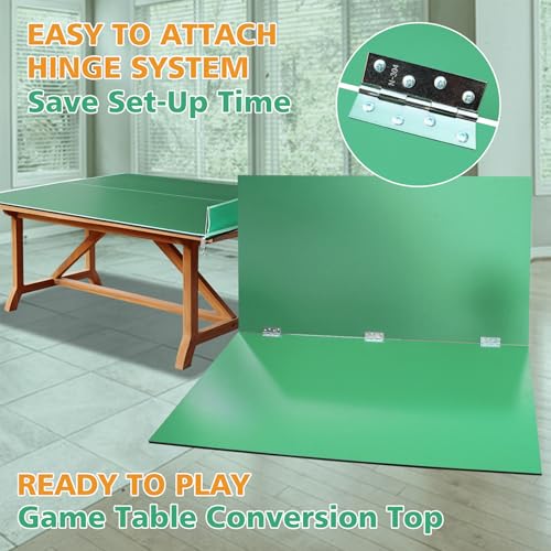 7 * 4ft Portable Ping Pong Table Top, Foldable Ping Pong Table Topper for Pool Table with Net & Premium Foam Padding - color: Green