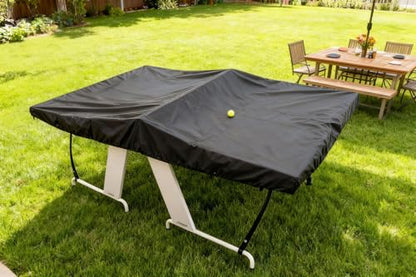 Saking Ping Pong Table Cover Waterproof, 600D Heavy-Duty Table Tennis Cover Waterproof for Outdoor & Indoor All-Weather Protection, 111"L x 61"W x 8"H, Black
