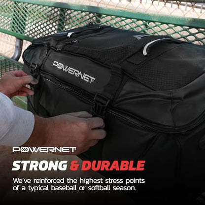 PowerNet Baseball Bag, Travel Bag for Softball Baseball Accessories & Gear, Fits Glove, Bat, Helmet, Batting Gloves & Catchers Gear