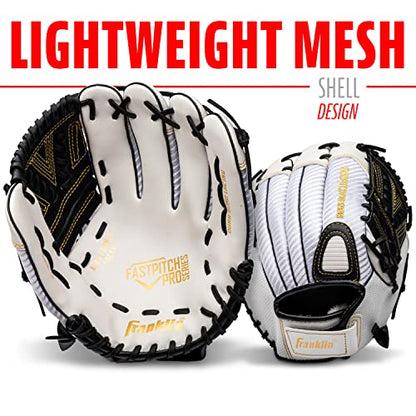 Franklin Sports Girls Softball Glove-Women's Windmill Fastpitch+Slowpitch Softball Glove-Right and Left Hand-Adult - color: White/Gold, size: 12"