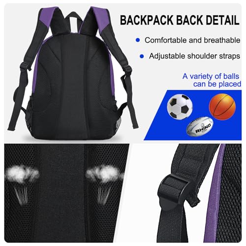 Goloni Youth Soccer Bag,Basketball Bag with Ball Compartment & Shoe Compartment,Backpack for Football Volleyball Basketball - color: Purple