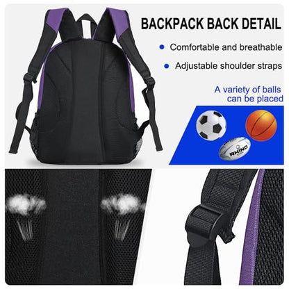 Goloni Youth Soccer Bag,Basketball Bag with Ball Compartment & Shoe Compartment,Backpack for Football Volleyball Basketball - color: Purple