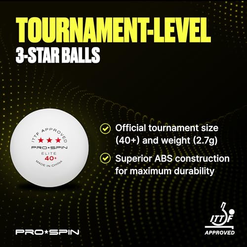 PRO-SPIN Ping Pong Balls – 3-Star ITTF-Approved Premium Table Tennis Balls | High-Performance 40+ ABS Professional Quality for Indoor & Outdoor Play (Pack of 3)