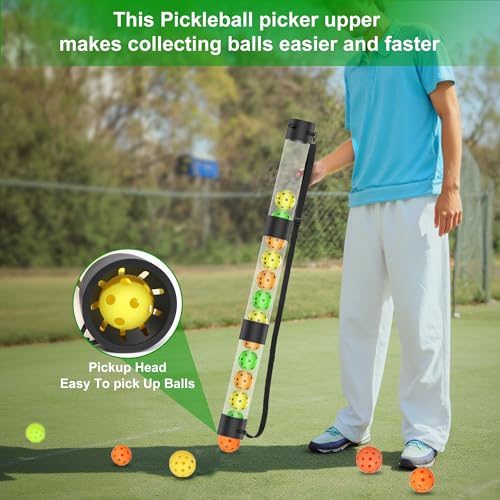 Pickleball Ball Retriever & Ball Hopper Storage with Strap Pickle Balls Tube Pickup - size: 15 Pickleball Retriever