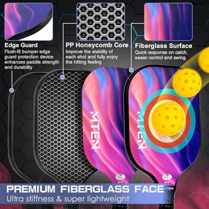 Pickleball Paddles, Pickleball Paddles Set of 4, USAPA Approved Fiberglass Set, 4 Paddles, 4 Outdoor Balls, 1 Bag, Pickleball