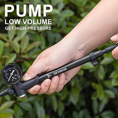 Shock Pump for Mountain, Road Bikes and Motorcycle - 300 Psi High Pressure for Front Fork and Rear Suspension Air Shocks Pump with Gauge -Portable Mini Pump with Air Bleed Button