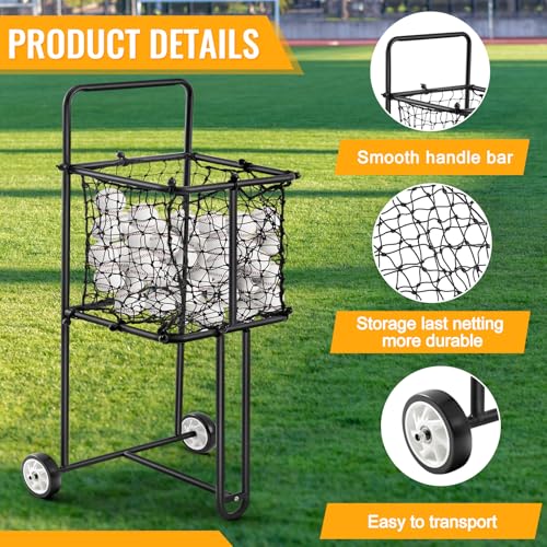 Vercraft Sports Baseball Cart with Wheels Large Softball Caddy Ball Holder Holds up 300 Baseballs or 150 Softballs