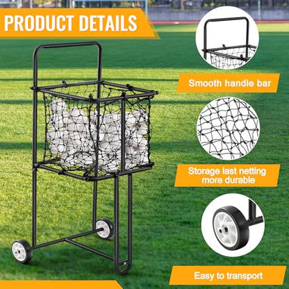 Vercraft Sports Baseball Cart with Wheels Large Softball Caddy Ball Holder Holds up 300 Baseballs or 150 Softballs