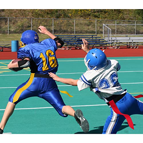 Flag Football Belts, Flag Football Set for Adults Kids and Youth, Flag Football Flags for Players Training Competition - color: Yellow and Red,28 Flags,14 Players