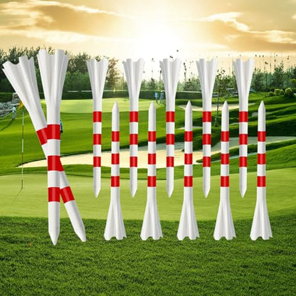 Premium 5 Prongs Plastic Golf Tees 30 Pack 3-1/4" Plastic Golf Tees Low Friction and Resistance Golf Plastic Tees - color: Red