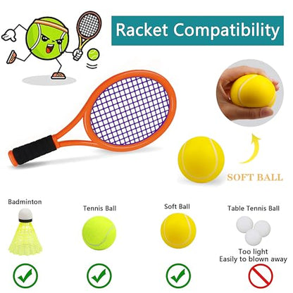 Kids Tennis Racket for Baby,Child and Kids Age 3~15,Toddler Tennis Racket Set Including 4 Shuttlecocks,2 Tennis Balls,2 Foam Balls and 1 Carrying Bag - color: Deep Orange-Green