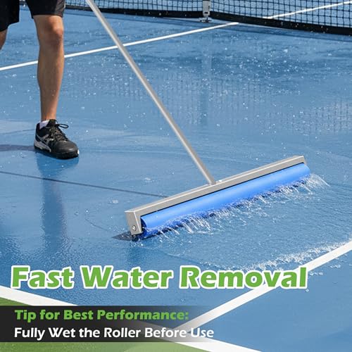 Tennis Court Squeegee, Foam Tennis Sponge Roller 38'', Lightweight Quick Clearing Tools for Tennis Basketball Sports Court,Silver - color: Silver