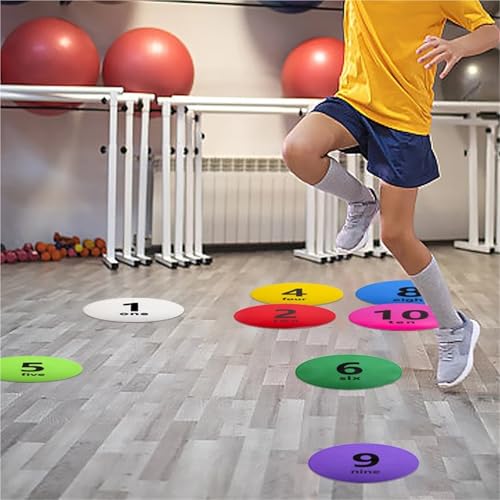 Spot Markers 1 Set of 10 with 30cm Flat Soft Landmark Pad English Alphanumeric Sign Pad Landmark Pad Roadblock Football for Training Exercise Drills Gym Football