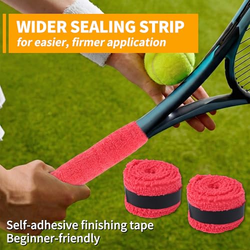2 Pcs Tennis Racket Grip Tape, Towel Tennis Overgrip Tape, Anti-Slip Absorbent Grip, Racket Overgrip Tape,9 Colors - color: Red