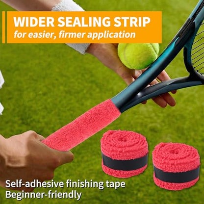 2 Pcs Tennis Racket Grip Tape, Towel Tennis Overgrip Tape, Anti-Slip Absorbent Grip, Racket Overgrip Tape,9 Colors - color: Red