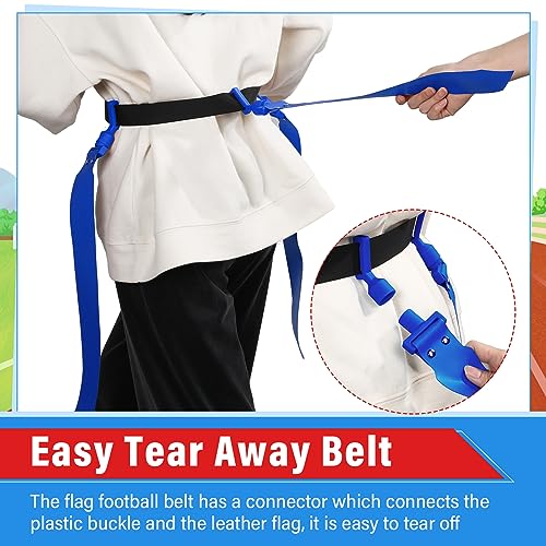 Wettarn 10/16 Player Flag Football Belts Adjustable Flag Football Set with Cones Bag for Youth Adults Kids Training Sport - color: Blue, Yellow