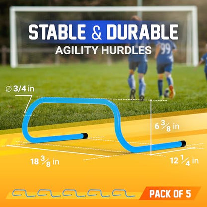 Yes4All Agility Speed Training Agility Hurdles for Athletes - 5 Pack - Speed and Agility Training Equipment for Soccer Basketball Football Hurdle Training - color: D. Set 5 Hurdles Blue