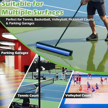 Tennis Court Squeegee, Foam Tennis Sponge Roller 38'', Lightweight Quick Clearing Tools for Tennis Basketball Sports Court, Green - color: Green