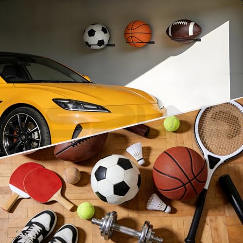 36Pack Basketball Holder Ball Holder Wall Mount Storage Display Universal Ball Rack Metal Black Rack Holder Space Saver for Basketball Football Volleyball Soccer - size: 36Pack, style: Style-1