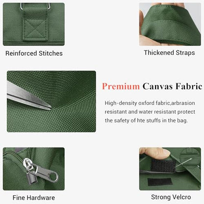 VOLGANIK ROCK Canvas Tote Bag Waterproof Nylon Multi Pocket Shoulder Bags Laptop Work Bag Teacher Purse Handbag for Women Men - color: Army Green